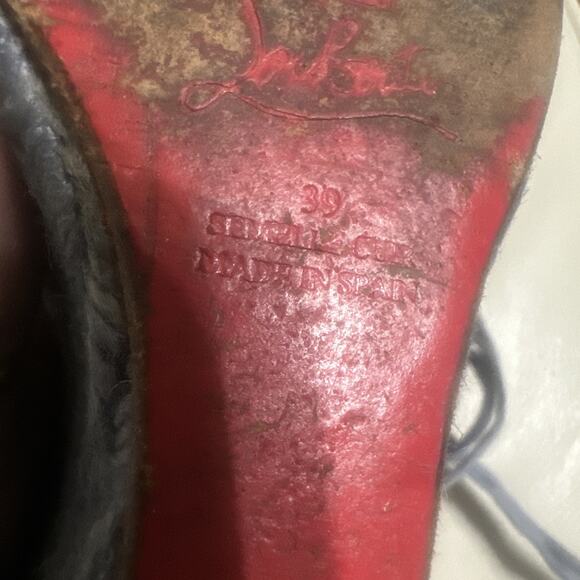 Authentic Christian Louboutin Blue Cream Wedge Lace Up Gladiator Sandals EU 39 - Picture 8 of 8